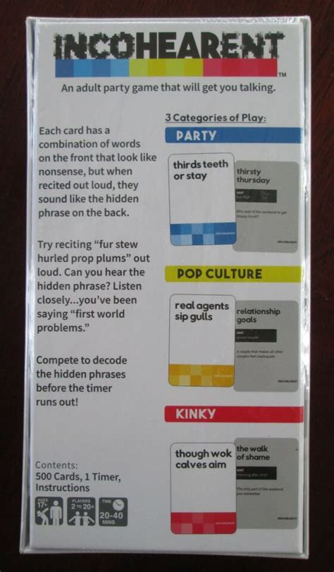 incoherent game cards|Incohearent Adult Party Game .